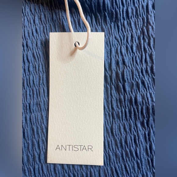 Antistar, Large, Blue, One Shoulder Cropped Cut Out Top, Shirred material, NWT - Picture 3 of 6